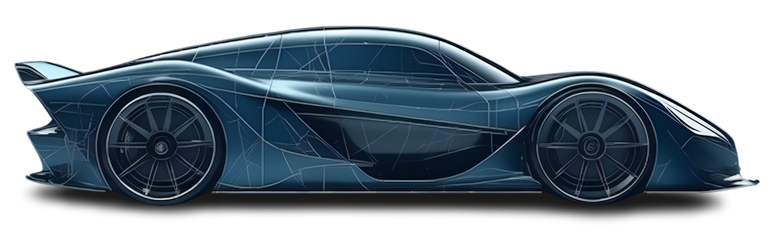 Sikroria hypercar — side profile blueprint render